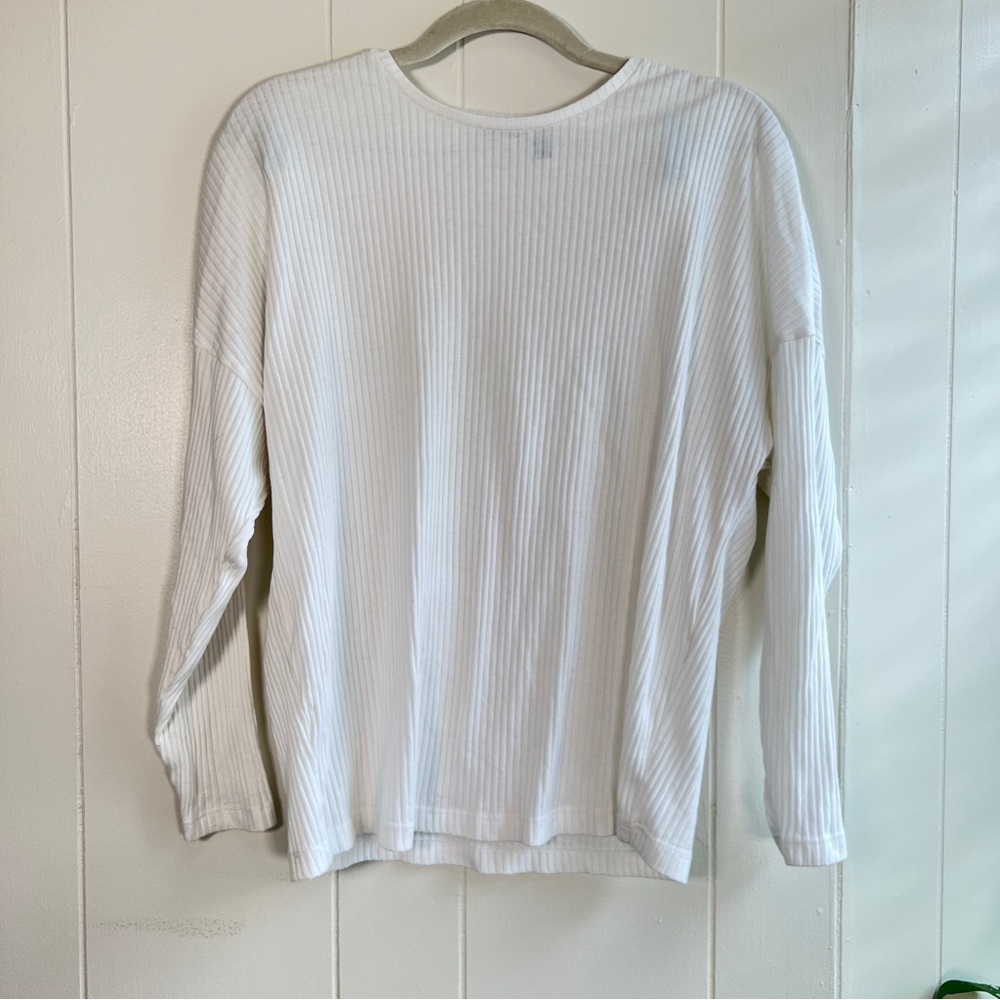 ASOS Design White Ribbed Long Sleeve Top Relaxed Fit size 4